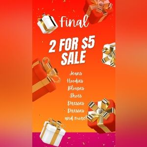2 for $5 Sale on Clothing and Accessories